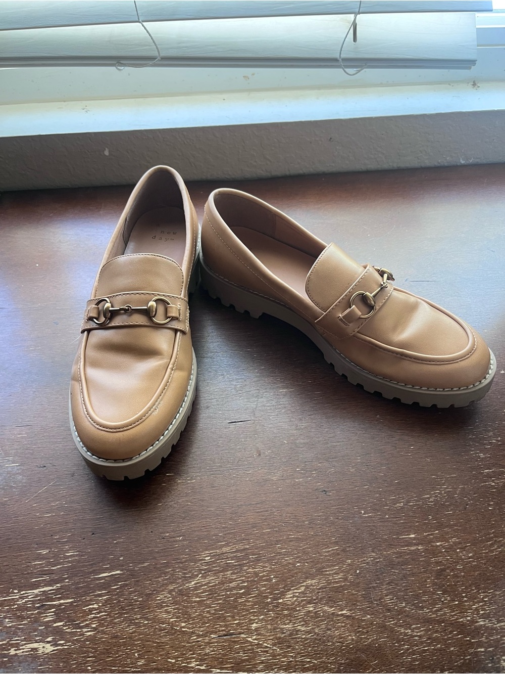 a new day Women's Tan Loafers with Gold Bit Detail